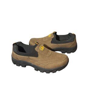 Mens Brown Slip-On Outdoor Shoes W/ Non-Slip Rubber Sole & Cushioned Interior
